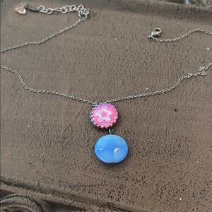 Chic Blue and Pink Pendant Necklace